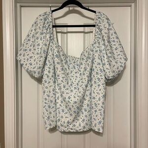 ARULA floral puff sleeve blouse